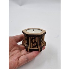Ahşap Dekoratif Mumluk Tealight Mum Uyumlu 6 cm x 5 cm