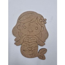 5 Adet Sevimli Denizkızı Ahşap Boyama Okul Diy Etkinlik Aktivite Sanat 15 cm x 11 cm