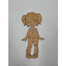 1 Adet Ahşap Sevimli Kız No7 Boyama Seti Okul Dıy Etkinlik Aktivite Sanat 15 cm