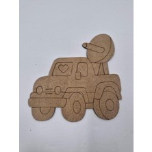 5 Adet Sevimli Kamyon Ahşap Boyama Okul Diy Etkinlik Aktivite Sanat 15 cm x 15 cm