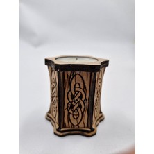 Ahşap Dekoratif Mumluk Tealight Mum Uyumlu 6 cm x 6 cm