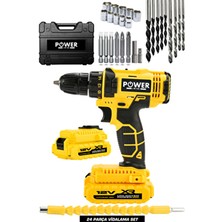 Power Black 12 V Çelik Şanzuman Bakır Sargılı Çift Akülü Şarjlı Matkap Vidalama