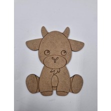 1 Adet Sevimli Keçi Ahşap Boyama Okul Diy Etkinlik Aktivite Sanat 15 cm x 13 cm