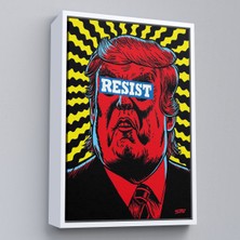 Oxyteez Ahşap Çerçeveli Irkçı Donald Trump Racism TABLO-7679