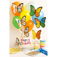 Dodomar Pasta Süsü 126 Adet Varaklı Rengarenk Kelebekle 126 Adet Doğum Günü Dekoru