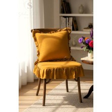 Shules Collection HARDAL RENK BULDAN YIKANMIS KETEN 4 TARAFI FIRFIRLI SANDALYE MİNDERİ