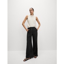 Marks & Spencer Dokuma Yan Şeritli Bol Paça Pantolon