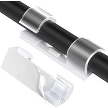 Storemax Outlet Kablo Sabitleyici Klipsler 20 Adet Kablo Düzenleyici Duvar Cam Kablo Tutucu Yapışkanlı Klips (Şeffaf)