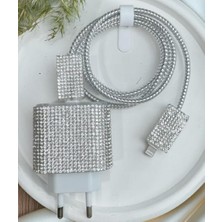 Storemax Başlığı ve Kablo Taşlı Desenli Kılıf 4'lü Set Type-C Şarj Cihazı Uyumlu Şarj Cihazı Kılıfı Şarj Cihazının Tamamını Korur