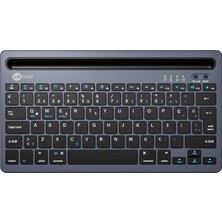 Storemax BK100 Kablosuz Bluetooth Şarj Edilebilir, Çoklu Cihaz ile Uyumlu, Telefon/tablet Tutucu Kart Yuvası, Akıllı Uyku Modlu, 40 Saat Çalışma, 78 Tuş, Kompakt Ultra Ince Qwerty Türkçe Q Klavye Gri