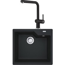 Franke Ubg 610-56 Granit Nero Evye, Active Plus Doccıa 2.0 Spiralli, Nero Armatür