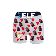 Elf Reklam Kişiye Özel Kalp Desenli Fotoğraflı Boxer