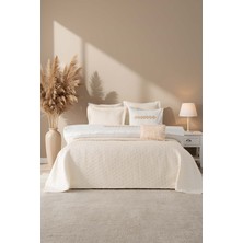 Parla Ekru Nakışlı Çift Kişilik Nevresimli Pike Seti - 8 Parça Çeyiz Seti