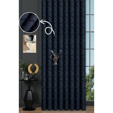 Yunilla Jakar Kesme Fon Perde Ezgi V-6009 Lacivert