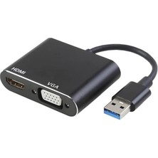 Storemax Temiz Pazar USB 3.0 To HDMI VGA 1080P Monitör Genişletici Çevirici Dönüştürücü Adaptör