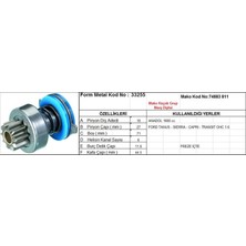 Universal Marş Dişlisi 10 Diş 6 Kanal Mako Tipi Anadol 1,6 Ford Taunus Sıerra Caprı Transıt 1,6 Freze Içte  Ds=10 Dkç=27 Boy=71 Ks=10 Bdç=11,6 Gç=44,5