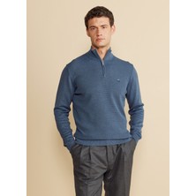 Brooks Brothers Bato Yaka Standart Mavi Melanj Erkek Kazak BBFW25MKL002