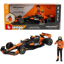 Sunman 1:24 Mclaren MCL38 Miami Grand Prix 2024 Figürlü Formula 1 Yarış Arabası Lando Norris