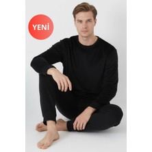 Dofi Erkek 1750 Kışlık Uzun Kollu Süpersoft Pijama Takımı – Siyah