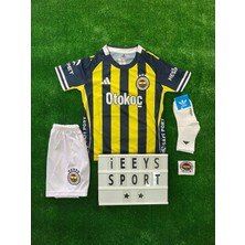 Kişiye Özel Isim ve Numara Yazılır / Fe'ner'ba'hçe'' Sarı Lacivert Çocuk Forma Şort Çorap Bileklik