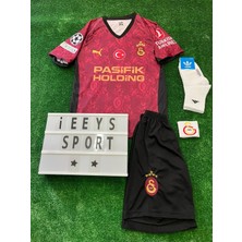 4'lü Set / Y-U.n.u.s/ Galatâsarây'' 2025/2026 Yeni Bordo Renk Çocuk Forma Şort Çorap Bileklik