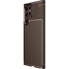 Eco Port Samsung Galaxy S25 Ultra Kılıf Auto Focus Karbon Kapak - Kahverengi