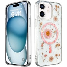 Eco Port Iphone 12 Kılıf Daisy Simli Magsafe Kapak - Pembe