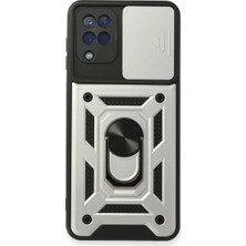 Eco Port Samsung Galaxy A22 Kılıf Pars Lens Yüzüklü Silikon - Gümüş