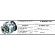 Universal Marş Dişlisi 12 Diş 8 Kanal Japon Tipi Cıtroen Jumper Xantıa Peugeot Boxer 306 406 806 Tam Freze  Ds=12 Dkç=31,8 Boy=51,6 Ks=8 Bdç=12 Gç=46,8