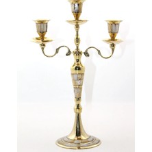 Buğz Pirinç Sedefli 3'lü Şamdan 26096