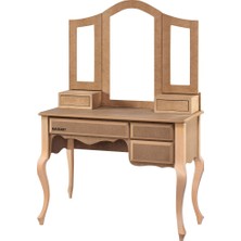 Masifart Mauriti 3 Çekmeceli Lükens Makyaj Masası Cilasız Ham