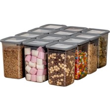 Storemax 12'li 1300ML. Sızdırmaz Vakumlu Kapaklı Kare Erzak Saklama Kabı. 1300ML Kare Erzak Saklama Kabı