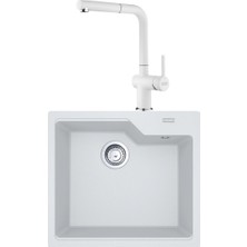 Franke Ubg 610-56 Granit Bianco Evye, Actıve Plus Doccıa 2.0 Spiralli, Bianco Armatür