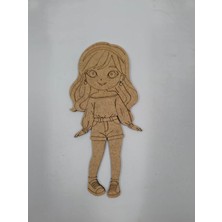 1 Adet Ahşap Sevimli Kız No8 Boyama Seti Okul Dıy Etkinlik Aktivite Sanat 15 cm
