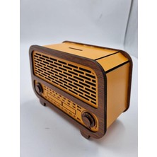 Ahşap Nostaljik Radyo Kumbara Turuncu Ceviz 18 cm x 12 cm x 8 cm
