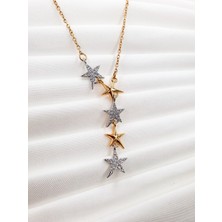 Stella Fortis ★★ Altın/gümüş Yıldızlı Asimetrik Zincir Kolye ★★