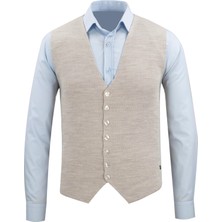 Çizgi Triko Erkek Düğmeli Spor / Regular Triko Örme Kolsuz Yelek - 4241LS