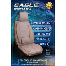 Castor Otomotiv Ford Fusion Uyumlu Yarı Deri Oto Koltuk Kılıfı 5li Set Eagle Seri Bej