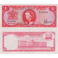 Banknoting Trinidad ve Tobago 1 Dolar 1964 Kraliçe Iı. Elizabeth. Çok Çok Temiz.