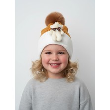 Gigi Giyim Ponponlu Ayıcıklı Çift Renk Unisex Çocuk Bere