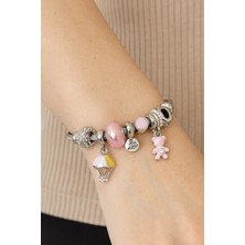 Çağ Moda Aksesuar Charmlı Çelik Bileklik