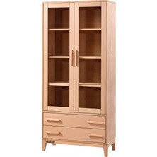 Masifart Aerenia Konik Çekmeceli Kapaklı Kitaplık Cilasız Ham