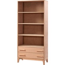 Masifart Ernalis Konik Çekmeceli Kitaplık Cilasız Ham