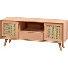 Masifart Sternum Hasırlı 140 Lık Retro Tv Ünitesi Cilasız Ham