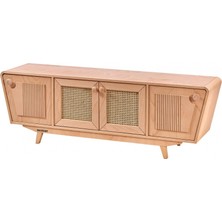 Masifart Surdus Hasırlı Çizgi Tv Ünitesi Cilasız Ham