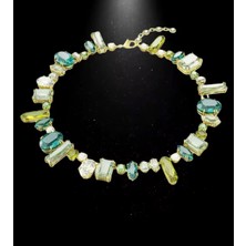 Hector Co Jewellery Swa Tarz Yeşil ve Tonları Gema Kolye Rodyum Kaplama