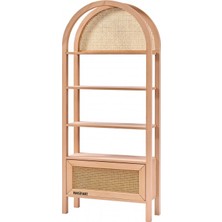 Masifart Daesha Hasırlı Kubbeli Kitaplık Cilasız Ham