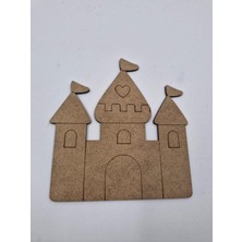 1 Adet Sevimli Şato Ahşap Boyama Okul Diy Etkinlik Aktivite Sanat 15 cm x 14 cm