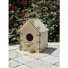 Ahşap Kuş Yuvası Evi Boyanabilir (Etkkinlik Için) 16 cm x 13 cm x 12 cm