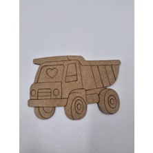 1 Adet Sevimli Kamyon Ahşap Boyama Okul Diy Etkinlik Aktivite Sanat 15 cm x 10 cm